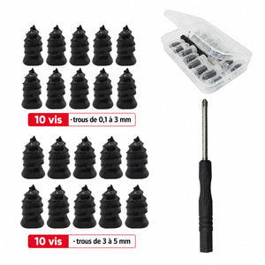 Kit de réparation de crevaison, 20 vis et tournevis