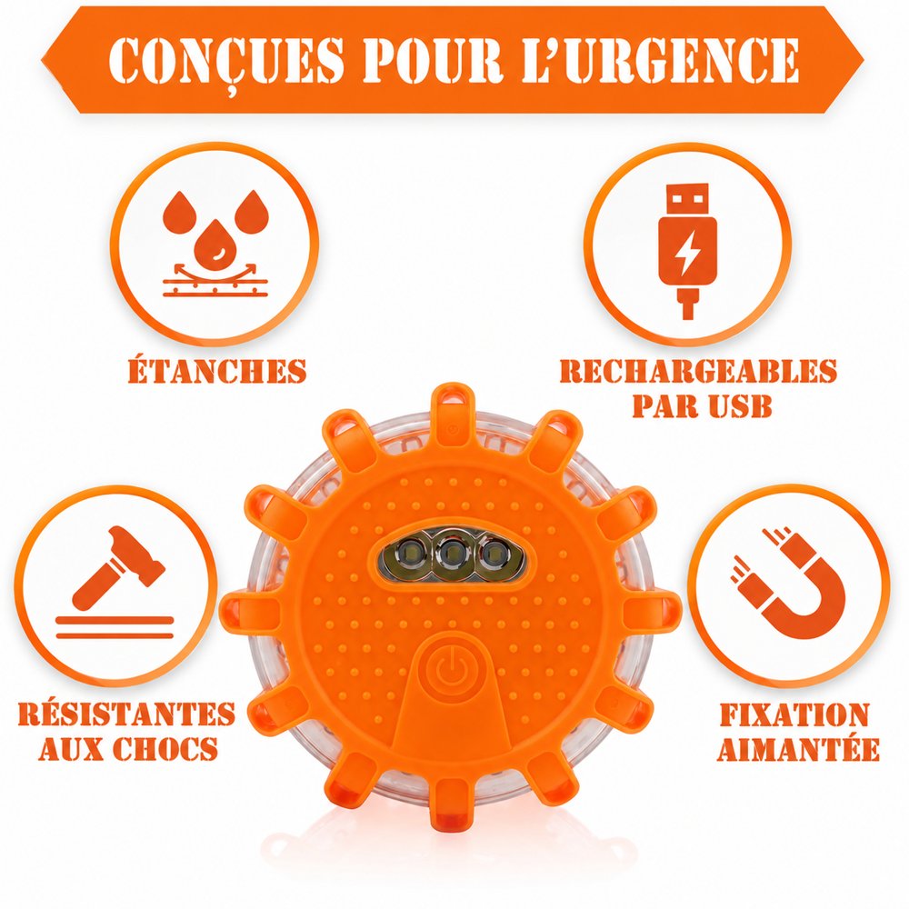 Balises LED magnétiques, lot de 3