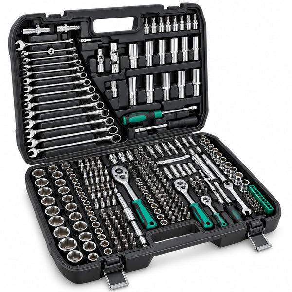 Coffret d'outils mécaniques 216 pièces, 1/4", 3/8" et 1/2"